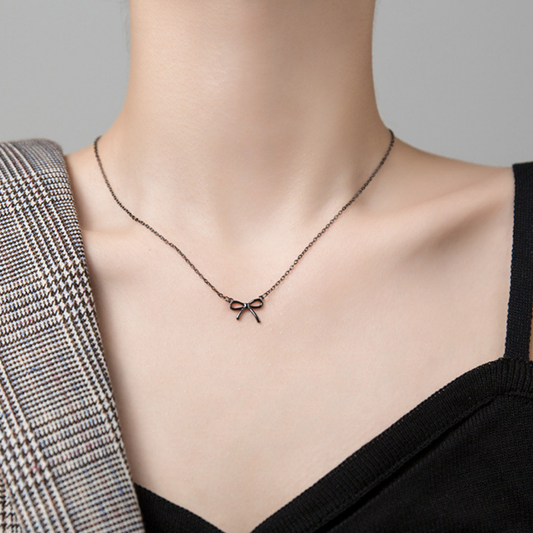 Bonnie Black Ribbon Pendant Necklace
